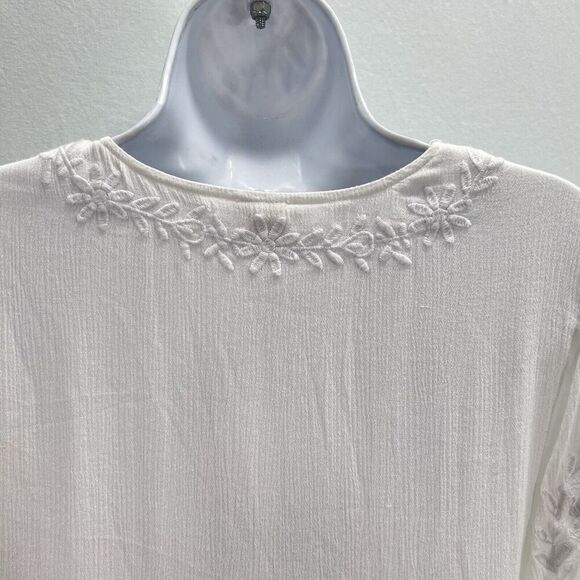 J. Marie Babydoll Dress XS White Fully Embroidered Tiered Lined NEW - Picture 8 of 13